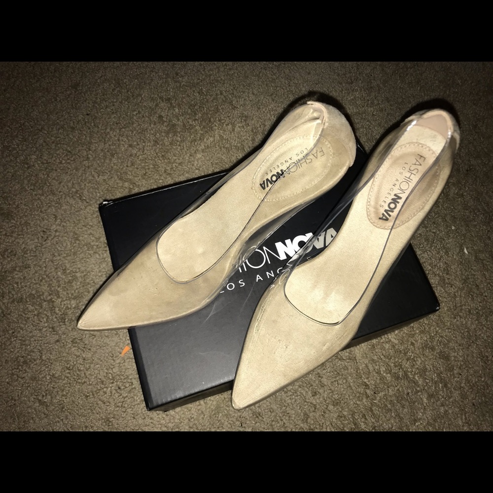 Fashion Nova Clear Pump in size 10